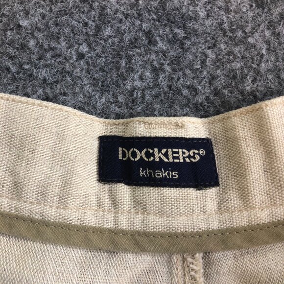 Dockers Pants Mens 40x30 Khaki Vintage No Wrinkle Linen Blend Pleated High Waist - Picture 3 of 14